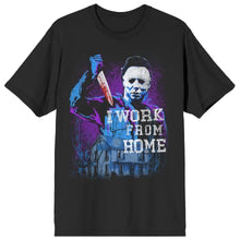 John Carpenter's Halloween Mike Meyers I Work From Home Adult Black Crew Neck Short Sleeve T-shirt